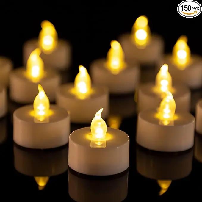 LED Tea Lights Flameless Candles- 150Pack Tealight Candle Realistic and Bright Flickering Long Lasting 200Hours for Holiday Celebration,Party, Home Decoration WarmYellow,Battery Operated by GreenHaven Gardens