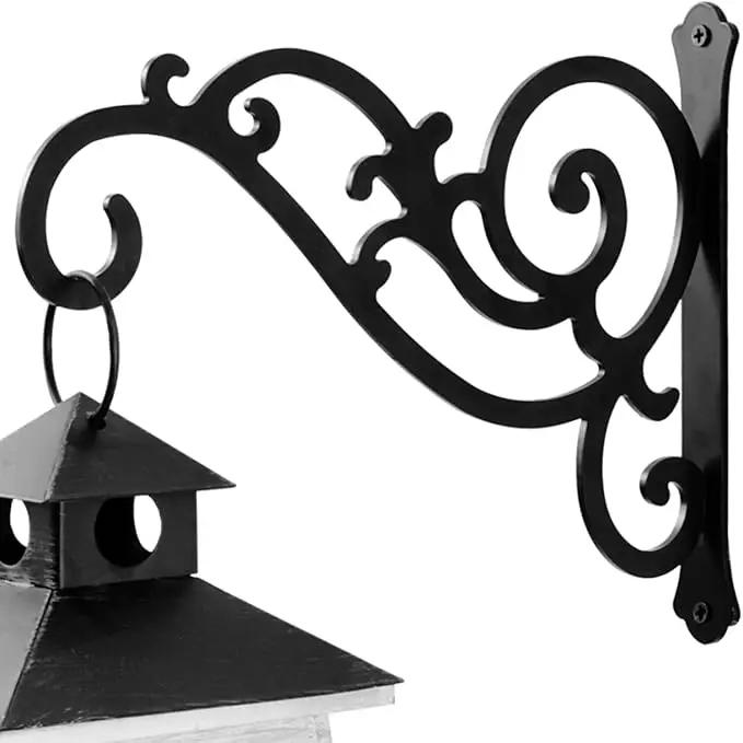 11-Inch Outdoor Decorative Metal Wall Hook for Hanging Lantern Plant Bird Feeder, Black by GreenHaven Gardens