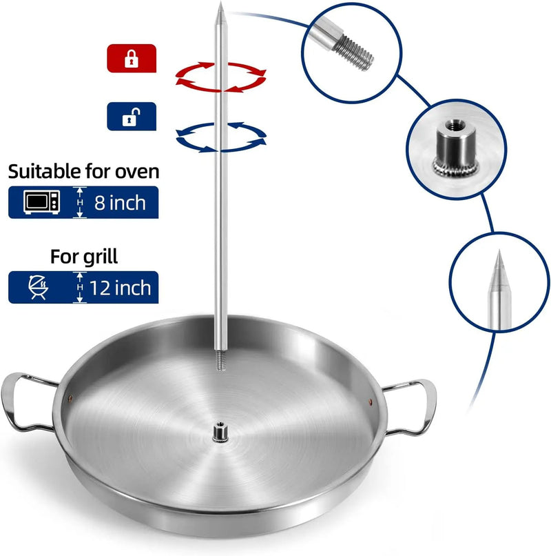 DAKOS Upgraded Thicken Stainless Vertical Skewer Griddle, Barbecue Grill Stand, Vertical Skewer Grill, Great for Tacos Al Pastor, Tacos, Whole Chicken (15.27 x 13.39 x 2.83) by GreenHaven Gardens