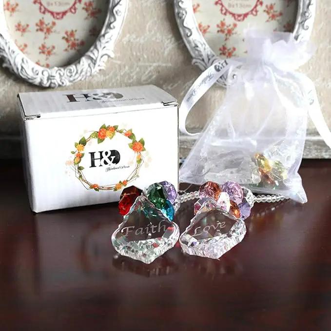 H&D HYALINE & DORA Glass Crystal Rainbow Angel Ornament Chakra Hanging Suncatcher Window Sun Catcher with Baroque Maple Leaf Pendant for Gift, Pack of 3 by GreenHaven Gardens