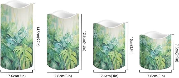 Ystardream Tropical Leaf Flameless Candles with Remote Battery Operated Candles Realistic LED Candles with Remote and Timer Set of 4 for Home Wedding Birthday Decorations by GreenHaven Gardens