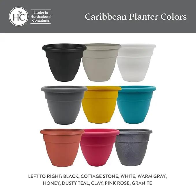 The HC Companies Caribbean Planter Pot - Outdoor & Indoor Plant Pot with Drainage Hole & Plug - Rolled Rim Plastic Pots for Plants & Flowers - Decorative Plant Pot (10" Clay, Pack of 2) by GreenHaven Gardens
