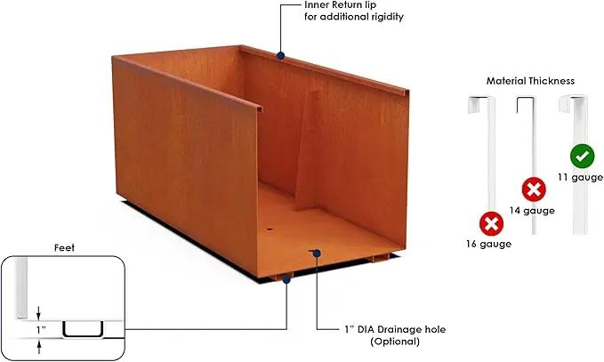 Extra Large Outdoor Planter – 48x24 Inch Tall Corten Steel Planter Box | Heavy Duty Metal for Privacy Screening & Patios | Made in USA, Fully Assembled by GreenHaven Gardens