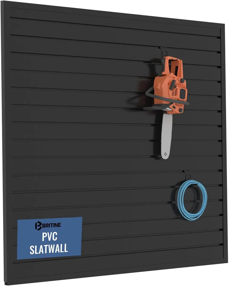 Slatwall Panel Garage Organizer PVC Slatwall Heavy Duty Wall Mounted Rack, Interlocking Slat Wall Panels for Tool Organization Peg Board(Black 4 x 4 ft) by GreenHaven Gardens
