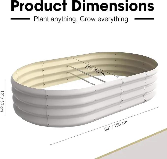 5x3x1ft Oval Galvanized Raised Garden Bed Outdoor 9-in-1 Large Metal Modular Planter Box Raised Beds for Gardening,Vegetables,Fruits,Flowers & Herbs (White) by GreenHaven Gardens
