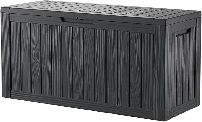 80 Gallon Outdoor Cushion Storage - Waterproof Deck Storage Box & Patio Storage Box, SpaceMax Resin Chest with Lock for Pool/Garden Tools, UV-Resistant, Onyx Black by GreenHaven Gardens