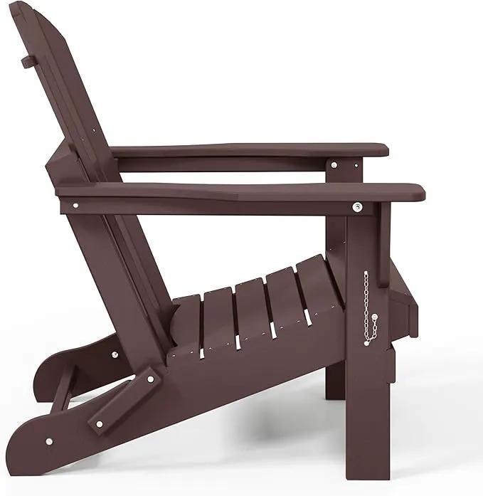 Westin Outdoors Laguna WO Home Furniture Adirondack Chair 4 PC Set Classic Outdoor Patio Folding Chair for Bon Fire Pit Lawn Backyard Beach Plastic Weather-Resistant (Dark Brown) by GreenHaven Gardens