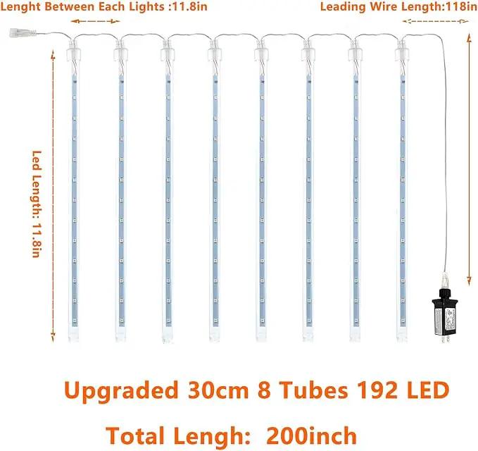 EXF 2-Pack Christmas Decorations Light Outdoor, Meteor Shower Lights 16 Tubes 384 LEDs Indoor Outdoor Rain Drop String Lights for Xmas Tree Roof (Blue) by GreenHaven Gardens