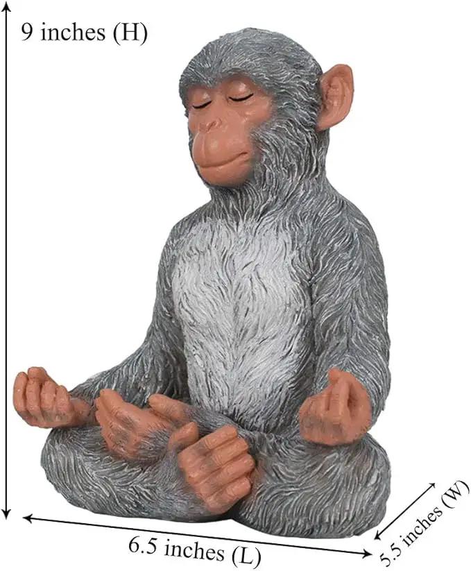 Meditation Monkey Stretching Monkey Statue-Resin Zen Animal Yoga Figurine for Outdoor Lawn Decor for Flower Beds, Fairy Gardens, and More by GreenHaven Gardens