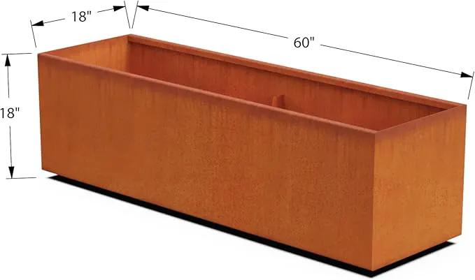 Corten Steel Planter Rectangle Outdoor Metal Garden Box Heavy Duty | Made in USA | Fully Assembled by GreenHaven Gardens