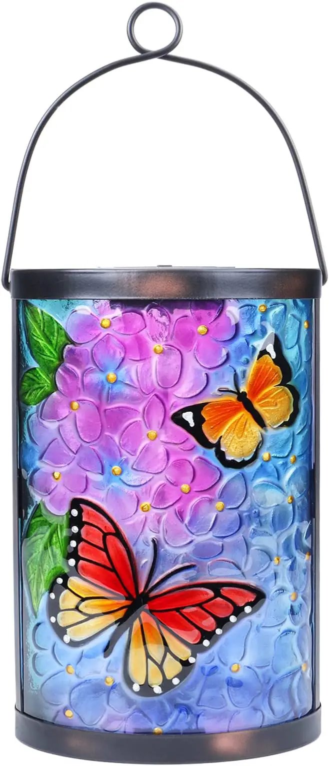 Hanging Solar Lantern Outdoor Waterproof LED Solar Lights Butterfly Decorative Lanterns Tabletop Lamp for Outdoor Patio Garden Yard Decor by GreenHaven Gardens