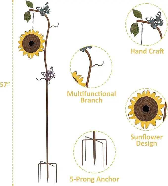 BAYN 57” Bird Houses Stake for Outside, Metal Wild Bird Feeder Birdhouse Stake Pole with Sunflower Design Outdoor Decorations for Patio, Backyard, Garden by GreenHaven Gardens