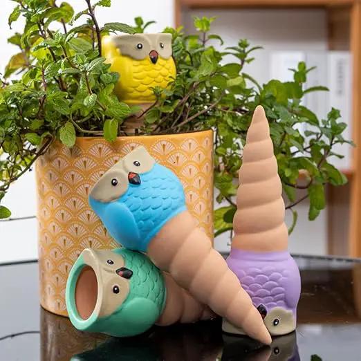 4 Pack Terracotta Watering Spikes, Vacation Self-Watering Planters Devices - Continuous Moisture with Slow Release Watering System - Perfect for Indoor Outdoor Plants (Owl Shape) by GreenHaven Gardens