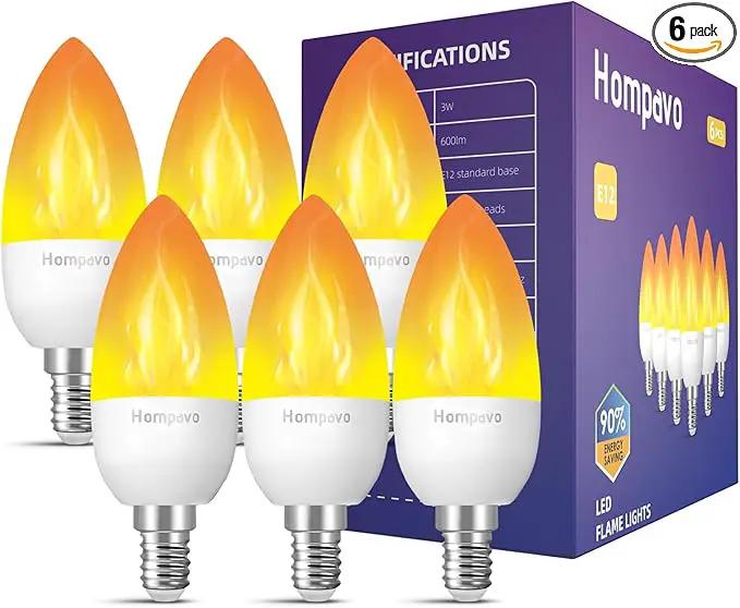 Hompavo 【Upgraded】 LED Flame Light Bulbs, 3 Modes Flickering Light Bulbs, E12 Chandelier Base Candle Fire Light Bulb for Halloween, Christmas, Party, Porch, Indoor & Outdoor Home Decoration - 6 Pack by GreenHaven Gardens