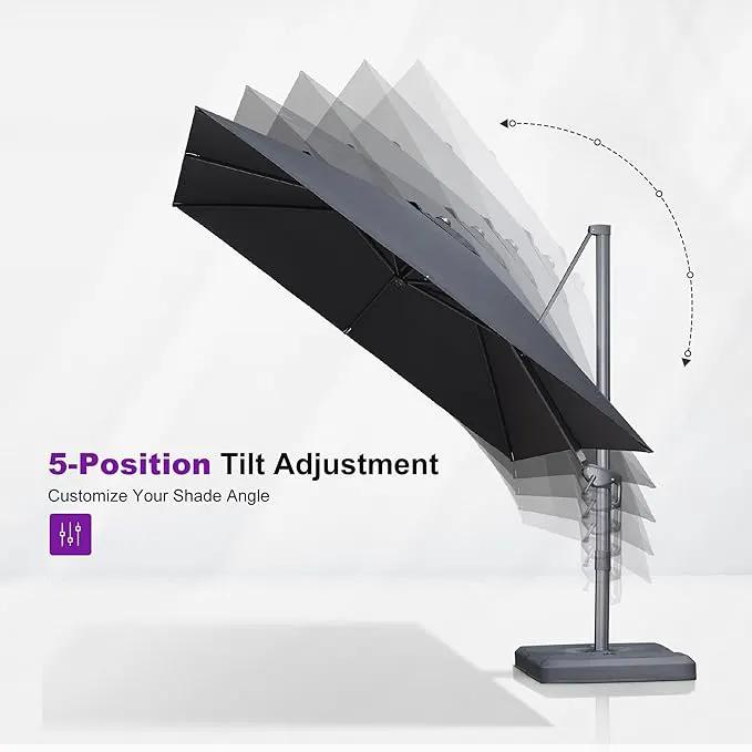 PURPLE LEAF 8 FT Cantilever Patio Umbrella Outdoor Aluminum Offset Square Umbrella with 3 Years Fade Resistance Recycled Fabric and 360-degree Rotation for Deck Pool Garden, Mist Grey by GreenHaven Gardens