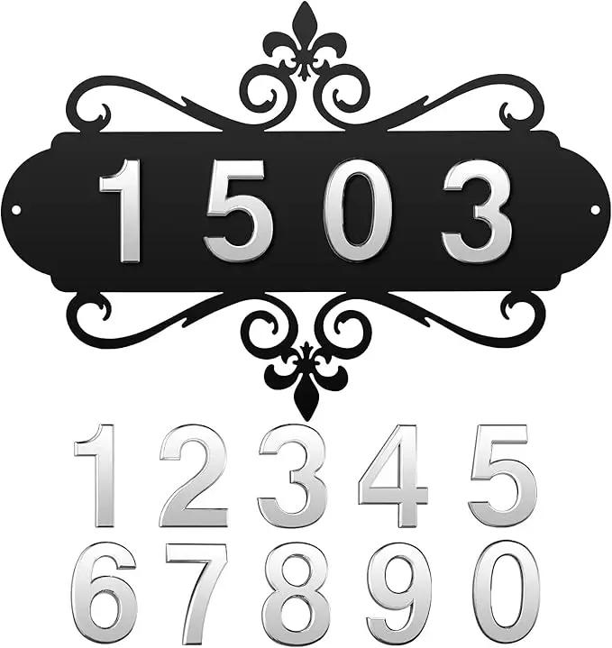 House Address Plaques Metal Address Sign Outside House Number Mailbox Number Sign for House Home Hotel Office Garden Decorative Wall Plaque(13.8 inch,Delicate Style) by GreenHaven Gardens