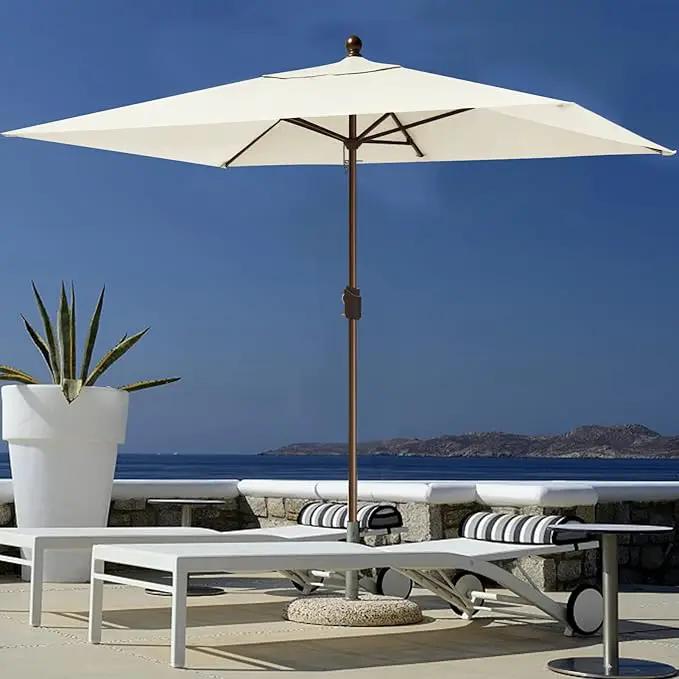 EliteShade USA 10-Year-Non-Fading 6.5x10Ft Rectangular Market Umbrella Patio Umbrella Outdoor Table Umbrella with Ventilation, Natural by GreenHaven Gardens