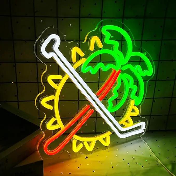 Coconut Trees Neon Sign Palm Tree Neon Light Up Sign Sun Neon Light for Wall Decor Ice Hockey Neon Sign for Bedroom Bar Man Cave Party Decor Birthday Gifts USB Powered,Size13.5*12.5inch(JWD028) by GreenHaven Gardens