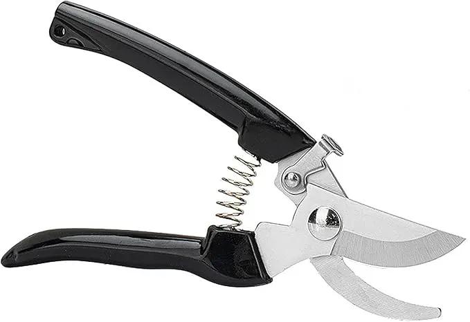 Garden Flower Shears Pruning Shears 6.9 inches Scissors Heavy Duty Plant Scissors for Cutting Flowers, Trimming Plants, Bonsai, Fruits Picking (Black Handle) by GreenHaven Gardens