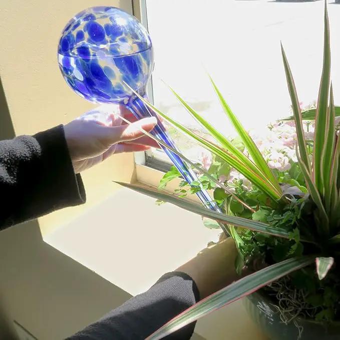 Evelots Plant Watering Globes/Bulbs (2 Pack) - Extra Long 14 Inches - Great for Big Plants - Hand Blown Glass - Automatic Water Irrigation System - Use Indoor/Outdoor - Leave Your Home Worry Free by GreenHaven Gardens