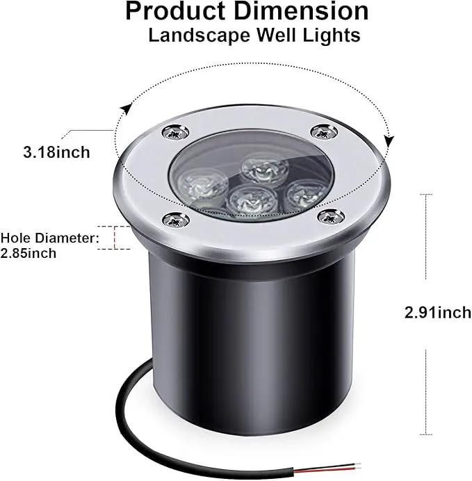 4 Pack 3w 12v Low Voltage In-ground Lights LED Landscape Light Waterproof IP67 Pathway Lights Outdoor spotlights Trees Flags for Garden,Yard,Tree (Warm White) by GreenHaven Gardens
