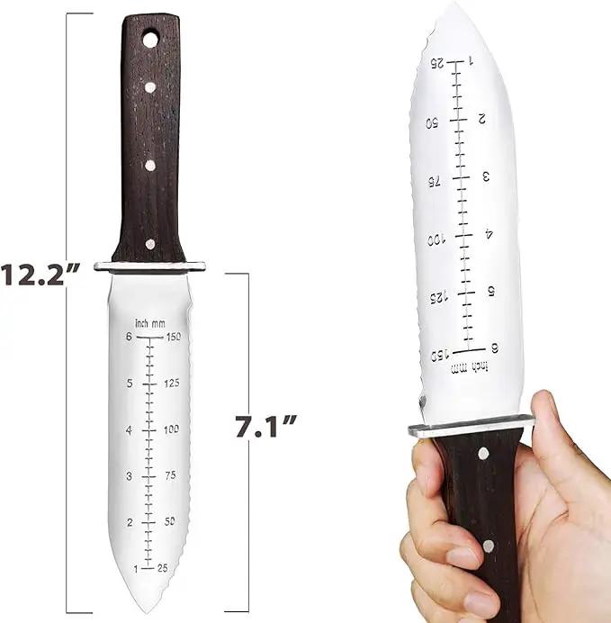 gonicc Professional Hori Hori Garden Knife with Leather Sheath, Protective Handguard, High polished 440 Stainless Steel Blade, Sharpening Stone Included, for Weeding, Digging, Pruning, and Cultivating by GreenHaven Gardens