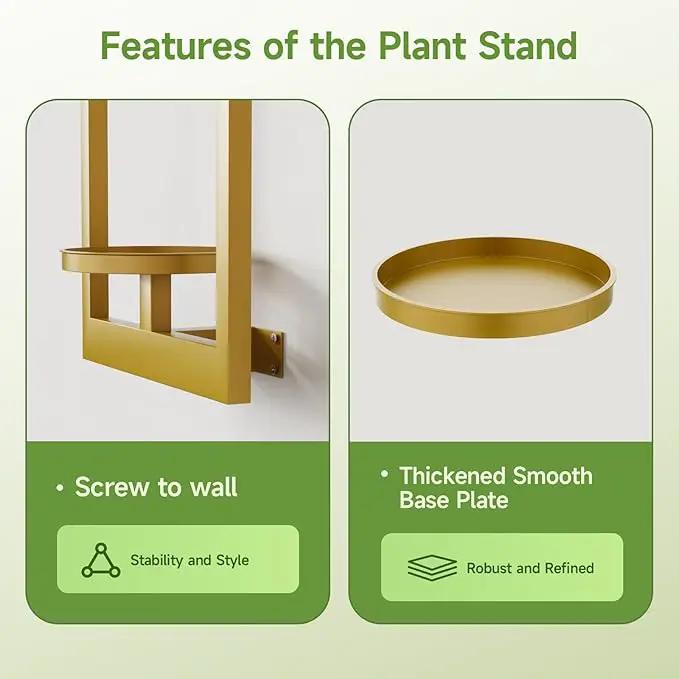 Picture Frame Wall Plant Holder, Metal Window Plant Shelves Plant Holder for Indoor Plants, Hanging Wall Planters Wall-Mounted Plant for Home, Office, and Garden (Gold, 3PCS) by GreenHaven Gardens