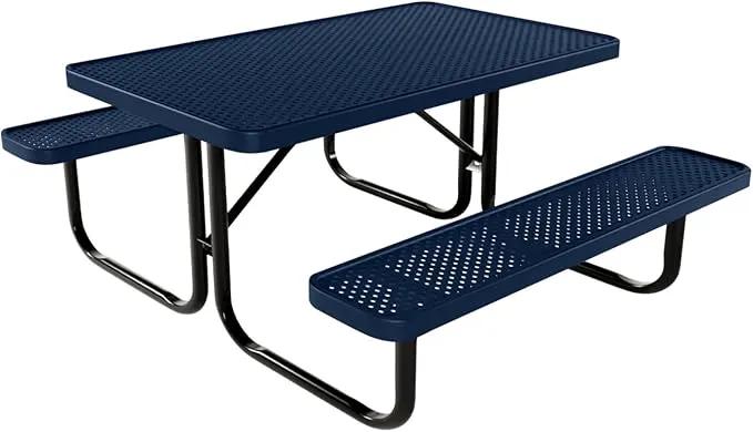 Coated Outdoor Furniture Heavy-Duty Portable Outdoor Kids Table, Punched Steel Kids Picnic Table, Commercial-Grade Picnic Table, Made in America (4ft Rectangular, Childrens, Textured Dark Blue) by GreenHaven Gardens