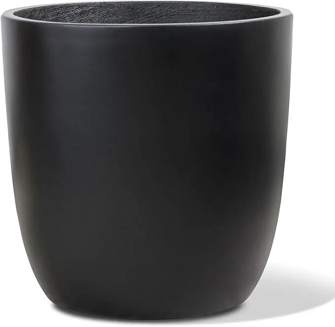 Concrete Planter Outdoor Indoor, Large Cement Plant Pots for Trees Flowers (Black, 18 inch) by GreenHaven Gardens