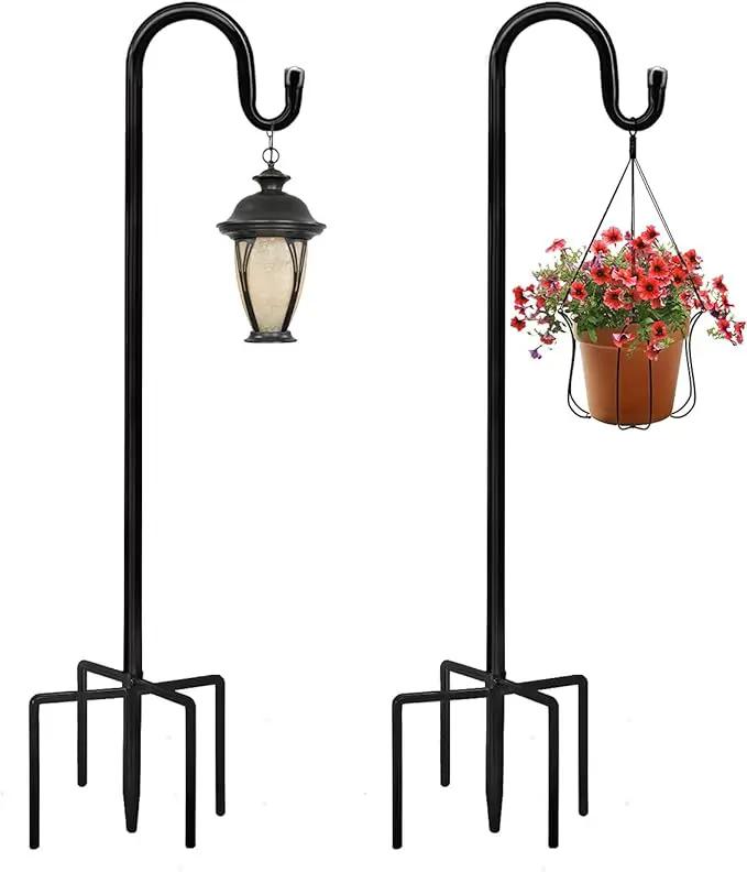 JOYSEUS Shepherd Hooks 2 Pack - 48 Inches High 1/2 Inch Thick Adjustable Rust Resistant Shepards Hooks for Outdoor Solar Lights, Lanterns, Flower Basket, Bird Feeder. by GreenHaven Gardens