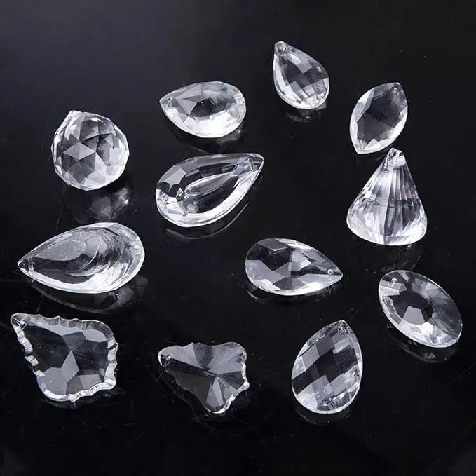H&D Clear Jewelry Crystals Pendants Chandelier Lamp Lighting Drops Prisms Hanging Glass Prisms Parts Suncatchers Prisms Hanging Ornaments for Home,Office,Garden Decoration,Pack of 12 by GreenHaven Gardens
