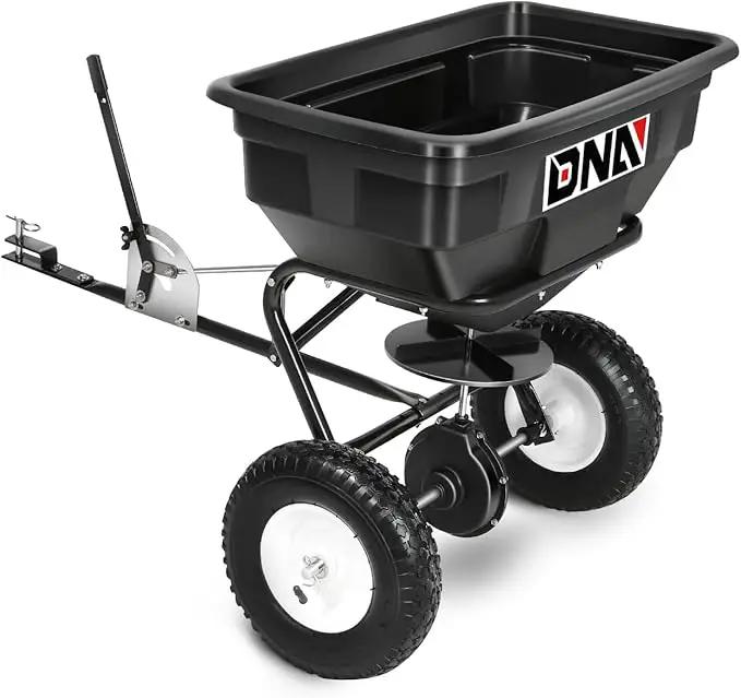 DNA MOTORING Tow Behind Broadcast Spreader, 125 LB / 60L Capacity, Multi Use Tool for Fertilizer, Grass Seed, Salt, Ice Melt, Lawn and Garden Seeder, with Wheels, with Wheels, TOOLS-00612 by GreenHaven Gardens