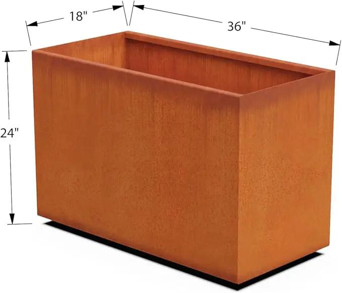 Corten Steel Planter Rectangle Outdoor Metal Garden Box Heavy Duty | Made in USA | Fully Assembled by GreenHaven Gardens