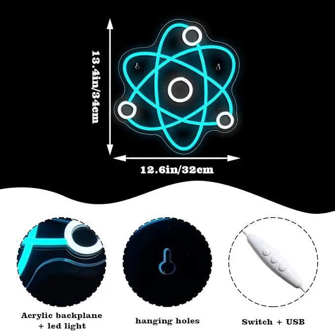Molecule Neon Sign Blue White Led Neon Lights Neon Bar Signs for Wall Decor USB Light Up Sign Neon Molecular Structure Signs for Boys Room Party Kids Room Birthday by GreenHaven Gardens