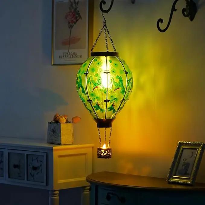 Starsoul Extra Large Solar Hot Air Balloon Lantern with Flame Hummingbird Glass Outdoor Hanging Hot Air Balloon Solar Light Waterproof Garden Patio Yard Party Decorations by GreenHaven Gardens
