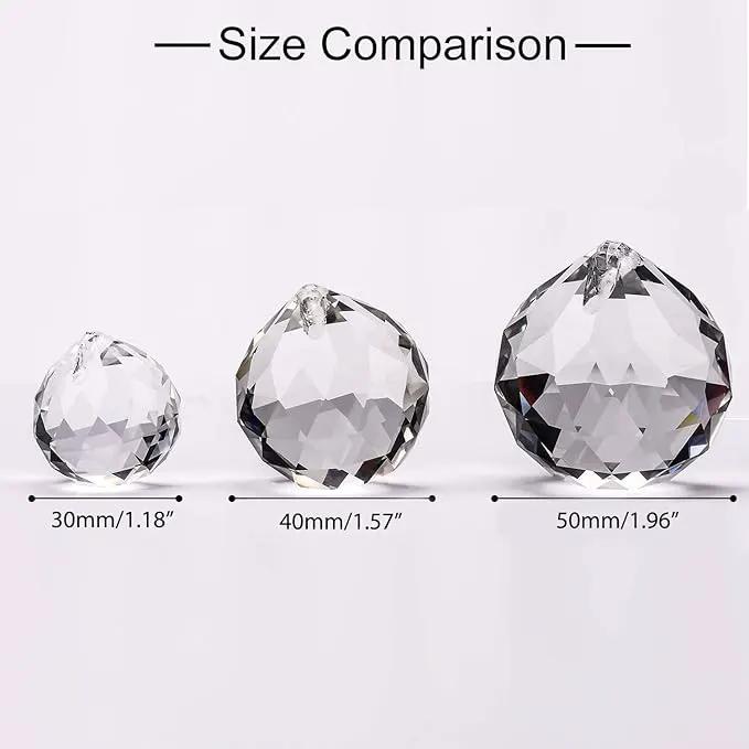 MerryNine 6 Pcs Clear Crystal Ball Prism Sun Shine Catcher Rainbow Pendants Maker, Hanging Crystals Prisms for Windows, for Feng Shui (30mm/40mm/50mm 6Pack) by GreenHaven Gardens