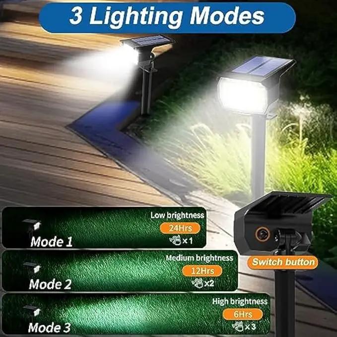 Solar Spot Lights Outdoor Waterproof IP65, 6 Pack Landscape Spotlights with 46 LEDs, 3 Modes Auto On/Off Solar Powered Flood Lights for Outside Pathway, Yard, Garden, Walkway (Cool White) by GreenHaven Gardens