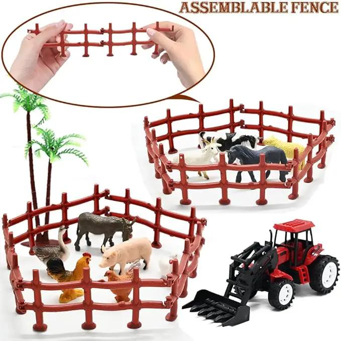 Farm Animals Figures Playset, 40 Pcs Farm Toy Tractor with Plastic Farm Animals Figurines, Farmer and Fence Farm Playset, Farm Figures Farmer Truck Toy with Trailer for Kids Boys Girls Toddlers 3+ by GreenHaven Gardens