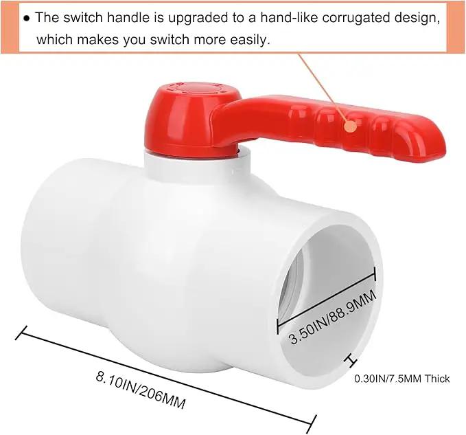 3Inch PVC Ball Valve Water Pipe Shut-off Valve Socket with Red T-Handle for Cold Water Supply lines, Irrigation Pipe fitting System(Socket x Socket), 3" PVC Water Shut-off Valves Fitting, SCH40 by GreenHaven Gardens