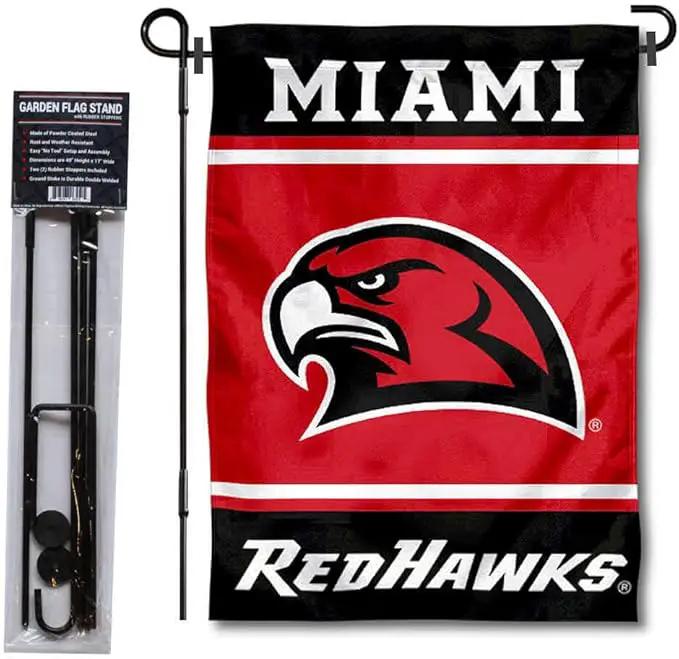 College Flags & Banners Co. Miami Redhawks Garden Flag with Stand Holder by GreenHaven Gardens
