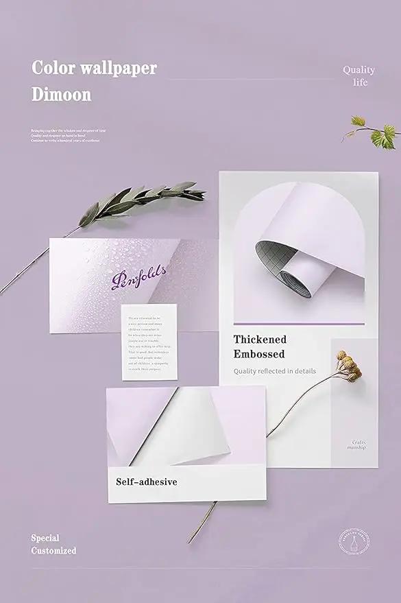 Dimoon 236''x17.7'' Purple Peel and Stick Wallpaper Contact Paper Modern Self Adhesive Wall Paper Removable Renter Friendly Textured Solid Color Shelf Cabinet Vinyl Roll (236''x17.7'',Light Purple) by GreenHaven Gardens
