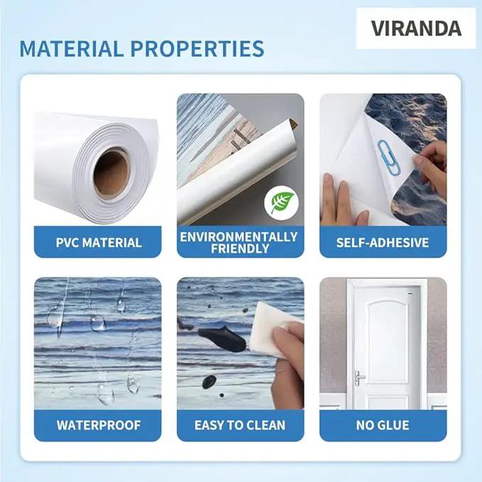 3D Door Stickers Murals - PIER - Peel & Stick - Waterproof & Washable - Matt Finish - Realistic Blue - 35.4" x 78.7" by GreenHaven Gardens