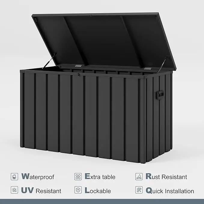PURPLE LEAF Outdoor Deck Box 160 Gallon Waterproof Lockable Storage Box Container with Lid Deck Organization for Patio Cushions Side Table Pool Accessories Garden Tools, Gray by GreenHaven Gardens