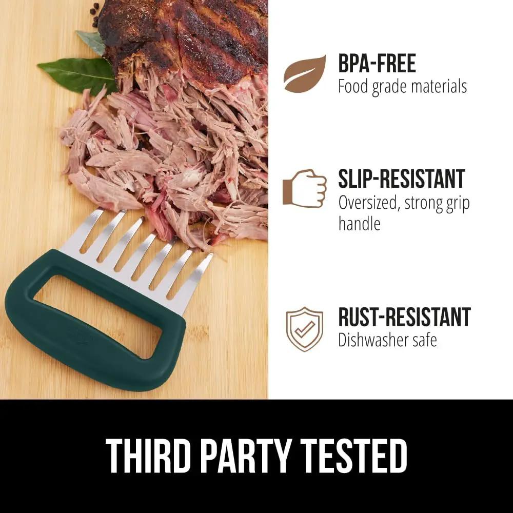 GORILLA GRIP BPA-Free Chicken Shredder Meat Claws, Sharp Stainless Steel Food Shredding Fork, Comfortable Handle, Easily Shred Pulled Pork, Taco Meats, Kitchen Smoker BBQ Tool, Dishwasher Safe, Hunter by GreenHaven Gardens