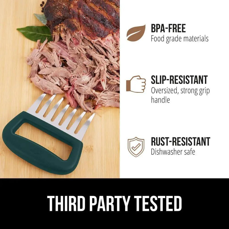 GORILLA GRIP BPA-Free Chicken Shredder Meat Claws, Sharp Stainless Steel Food Shredding Fork, Comfortable Handle, Easily Shred Pulled Pork, Taco Meats, Kitchen Smoker BBQ Tool, Dishwasher Safe, Hunter by GreenHaven Gardens