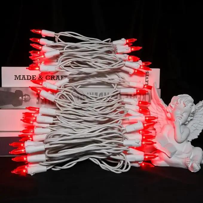 Red Christmas LED Lights - 2 Pack 100 Count Red Christmas String Lights for Tree, Bedroom, Wedding, Indoor/Outdoor Valentines Day Decorations, 2 Sets 33 Feet White Wire, UL Certified, Connectable by GreenHaven Gardens