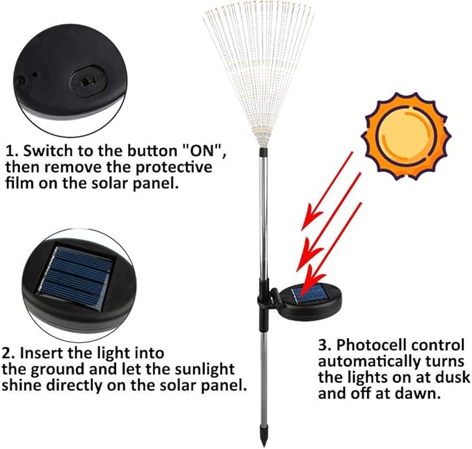 DIY Solar Garden Lights ETL Certified, 105 LED Solar DIY Flowers Fireworks Stars Lights Outdoor, RockyMars Waterproof Solar Powered Pathway Lights for Path Lawn Walkway Patio Yard Christmas, 2 Pack by GreenHaven Gardens