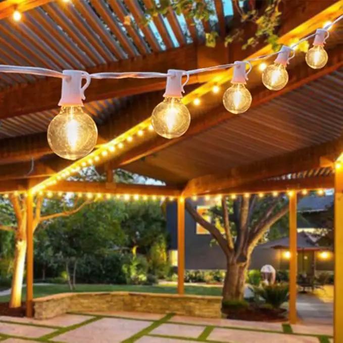 25Ft LED String Lights Outdoor, G40 Globe Patio Lights with 27 Shatterproof LED Bulbs, Waterproof Dimmable Hanging Light for Patio Wedding Bistro Party Yard Decor, E12 Socket Base, White Wire by GreenHaven Gardens