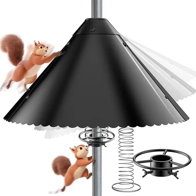 Metal Squirrel Baffle - Heavy Duty Squirrel Baffle for Bird Feeder Pole - Chew Proof Squirres Guard with Spring for Better Defense, Outside Pole Mount for Bird Feeder, 19 Inch by GreenHaven Gardens