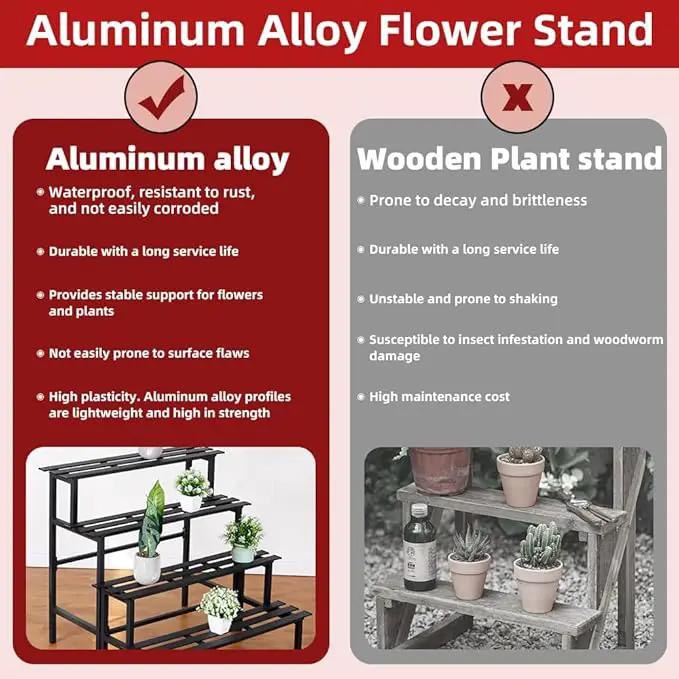 Aluminum Plant Stand - Indoor & Outdoor Ladder Display Shelf for Plants - Sturdy Space-Saving Utility Organizer for Patio, Balcony & Garden (4-Tier) by GreenHaven Gardens